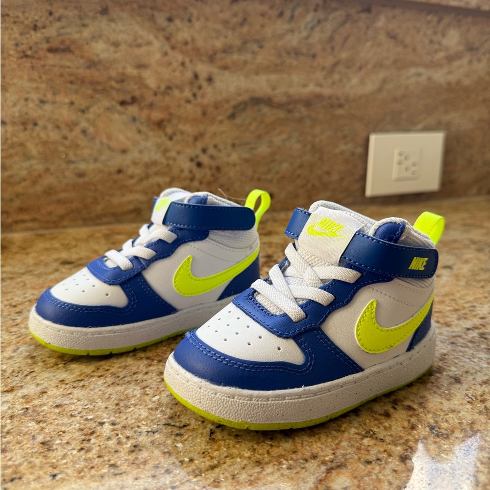 Nike Kids White and Neon Yellow Sneakers